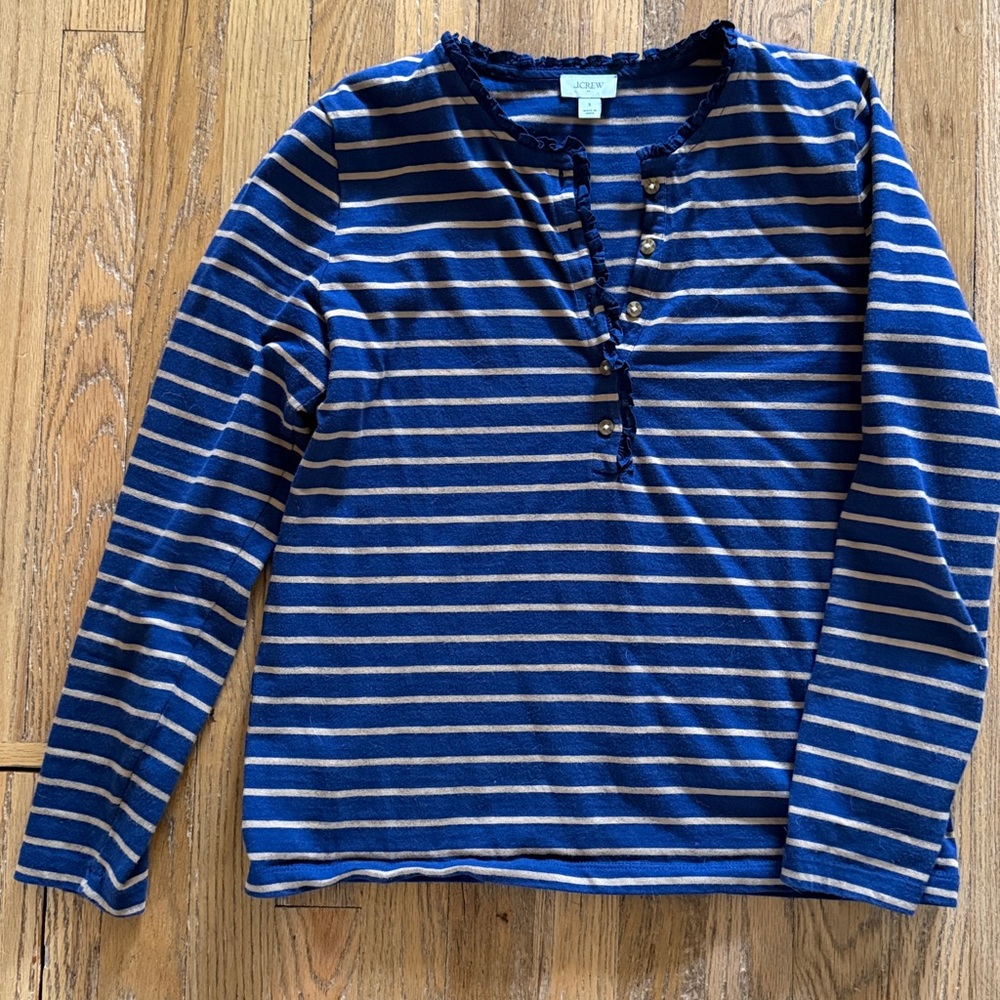 J. Crew Striped ruffle-collar henley